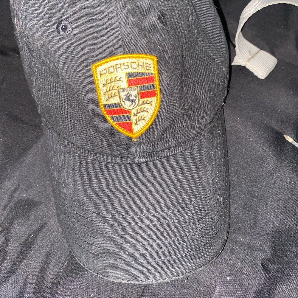Vintage Porsche Design Black Hat with Embroidered Crest